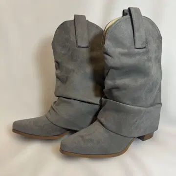 그레이 스웨이드 느낌 접이식 부츠