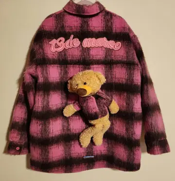 13DE MARZO 핑크 체크 무늬 테디베어 겉옷