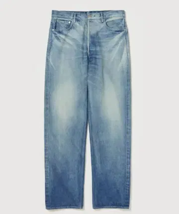 셀비지 페이디드 헤비 데님 와이드 팬츠