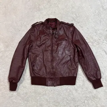 80s 빈티지! 버건디 가죽 자켓 38