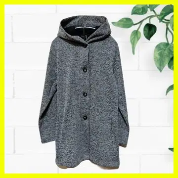 [새상품] 안감 플리스 후드 부착 코트 M 그레이 아우터 자켓 블루종