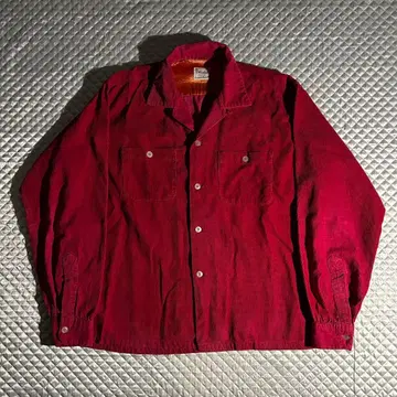 50s 빈티지 USA 코듀로이 해금 셔츠 오픈 카라 박스