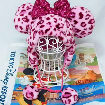 미니 마우스 미니 레오파드 레오파드 무늬 폼폼 포함 팬 캡 핑크