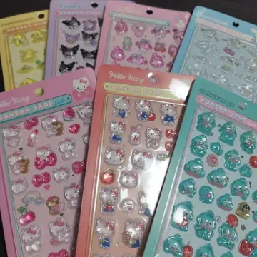 모자 꽁지 드롭 씰 산리오 7장 우루츄루 쿠로미 시나모롤 키티