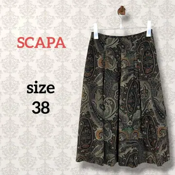 스캐파 [38] 페이즐리 무늬 미디 기장 스커트 밀리터리 캐주얼 카키