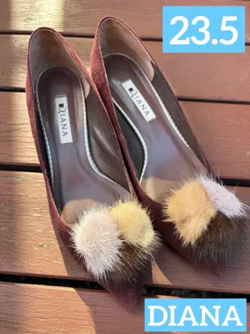 DIANA 와인 레드 퍼 펌프스 23.5