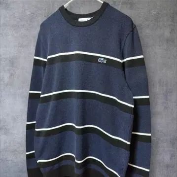 라코스테 LACOSTE 최근 택 스웨터 니트 보더 크루넥 M