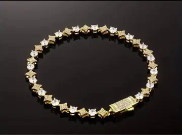 골드 별 모양 팔찌 모이사나이트 18cm