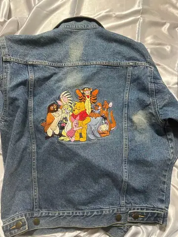 위니 더 푸 자수 데님 자켓