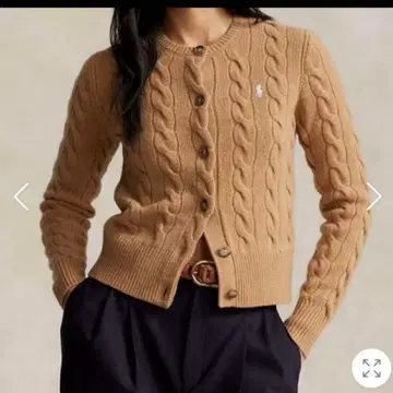 폴로 랄프 로렌 카멜 케이블 니트 가디건