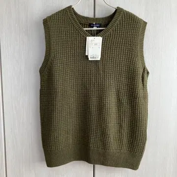 어반 리서치 면린넨 니트 베스트 상의 V넥 린넨 M 카키