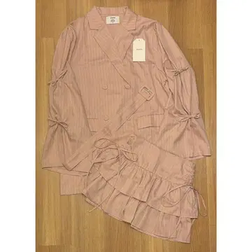 쥬에티 리본 자켓 레이스업 티어드 미니 치마바지 셋업