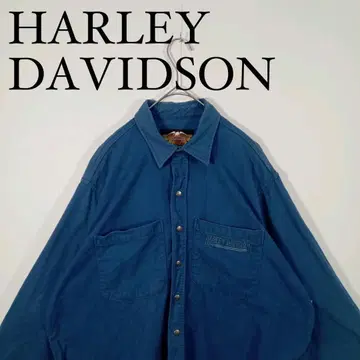 HARLEY-DAVIDSON 버튼업 긴팔 셔츠 파랑 블루 L 기모