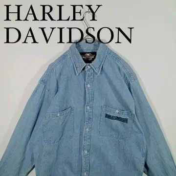 HARLEY DAVIDSON 데님 셔츠 긴팔 버튼 다운 라이트 블루 M