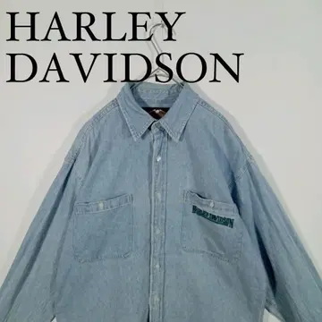 HARLEY DAVIDSON 긴팔 데님 셔츠 라이트 블루 M