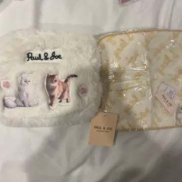 Paul & Joe 고양이 프린트 파우치와 타월 세트