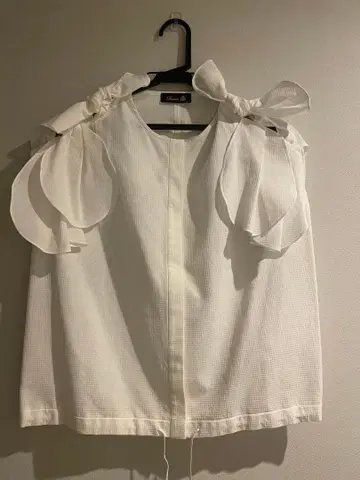 [ drawer ] 숄더 리본 블라우스 화이트