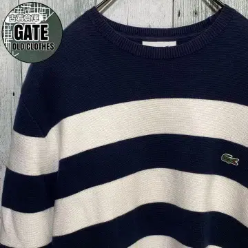 [ 인기 ] 라코스테 원포인트 자수 로고 보더 니트 스웨터 M 상당