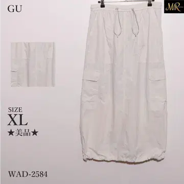 새상품급 GU 롱 카고 스커트 포켓 부착 드로 코드 허리밴딩