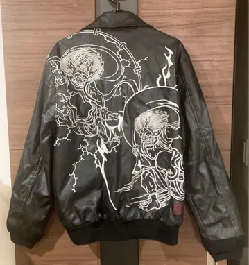 풍신뇌신 일본풍 패턴 스카잔 블랙 L 사이즈 카라쿠리타마시