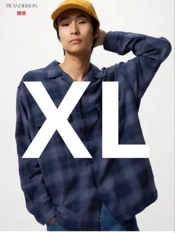 유니클로 JW ANDERSON 브러쉬드 코튼 오버 사이즈 셔츠 XL 블루