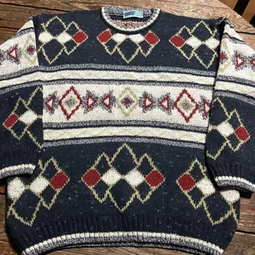 STEFANO DASSI 니트 스웨터 기하학 패턴 XL 사이즈