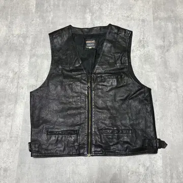 90s BASICS ROCKY 가죽 자켓 베스트 천연 가죽