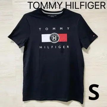 타미힐피거 T셔츠 S 반팔 프린트 로고 남성용 면 블랙 블랙