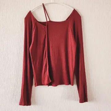 [ clair ] ( LL ) 비대칭 오프숄더 리브 니트 스웨터/시스루