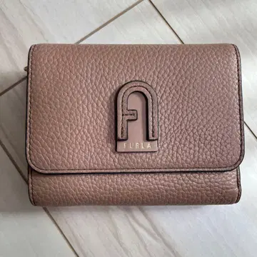 훌라 FURLA 지갑 3단 폴더형 카드 홀더 핑크 베이지