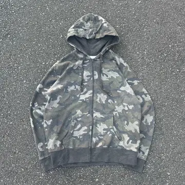 archive unknown 카모플라쥬 지퍼 후드티 크롭 y2k