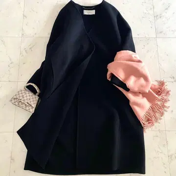 새상품급 어도어 ADORE 루치아나 리버 노카라 코트 캐시미어 혼방 블랙