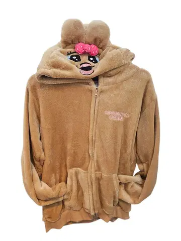 빤쮸토끼 갸루 후드 부착 후드티 보아 지퍼