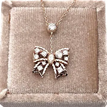 사만다 티아라 목걸이 스털링 실버 리본 골드 톤