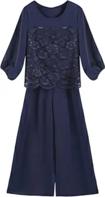 네이비 레이스 상의 팬츠 셋업