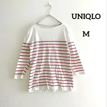 UNIQLO 보더 티셔츠 빨간색 x 화이트 M 긴팔 유니클로