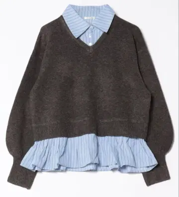 apres jour clair 카라 부착 도킹 니트