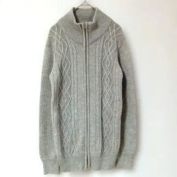 D-FY 디에프와이 그레이 케이블 니트 집업 가디건