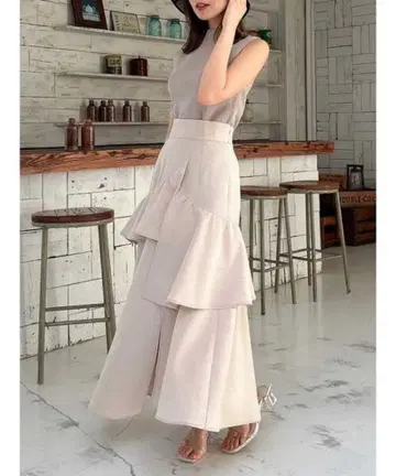 [ dazzlin ] 개더 프릴 린넨 라이크 스커트