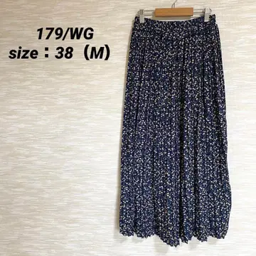 이치나나큐 더블지 플리츠 스커트 [ M ] 롱 기장 미니 꽃무늬 0704
