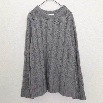 퍼슨즈 | 케이블 니트 스웨터 [ L ] 그레이 둥근넥 풀오버 캐주얼
