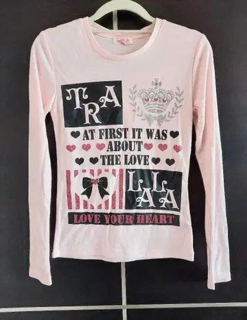 TRALALA 투라라 핑크 긴팔 로고 T셔츠 롱티 y2k 헤이세이 갸루