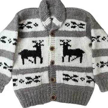 XL 사이즈 카우친 스웨터 우드 버튼 루돌프 무늬 카우친 가디건 두꺼운