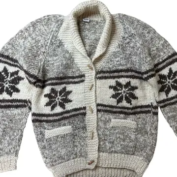 XL 사이즈 네팔제 카우친 스웨터 노르딕 무늬 브라운 계열 토글