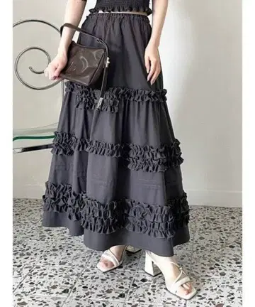 LILY BROWN 메니 프릴 캉캉 스커트 그레이 릴리 브라운