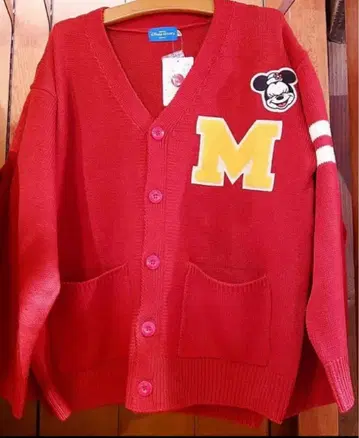 디즈니 도쿄 미니 가디건 와펜 빨간색 디즈니랜드 시