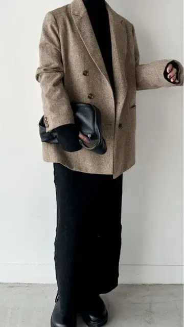 셀렉트모카 베이지 트위드 더블 브레스트 자켓 M 사이즈 상당