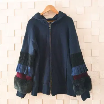 [ MIDDLA ] 미드라 이소재 도킹 더블 지퍼 후드티 네이비