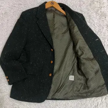 새상품급 베네통 트위드 자켓 이탈리아제 멜란지 호두 버튼 안감 올 패턴