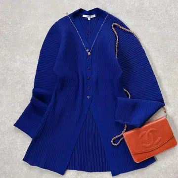 컨디션 최상 앙리드 정가 35,000원 아코디언 니트 가디건 블루